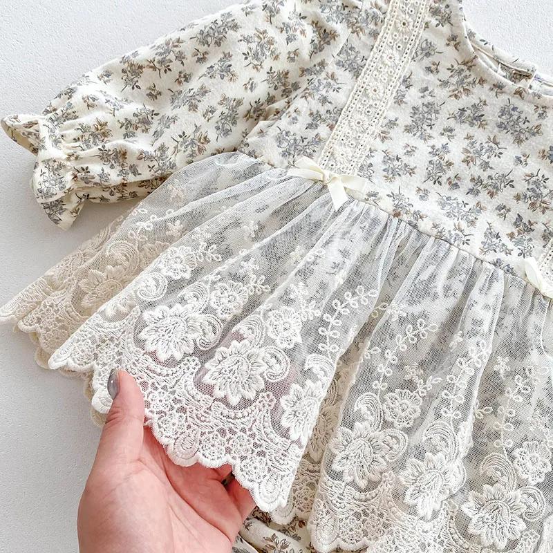 Body chapeau nouveau-né fille coton imprimé dentelle combinaison bébé printemps automne