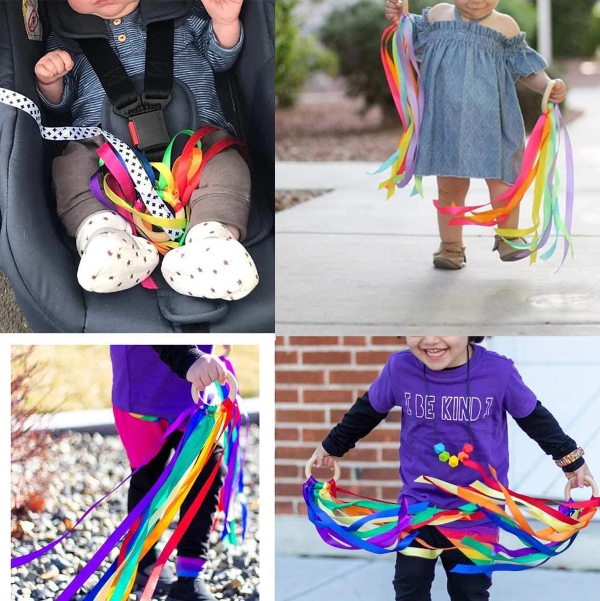 Jouet sensoriel de Style Montessori, sans BPA, Non toxique, anneau de ruban pour bébé, nouveau-nés v