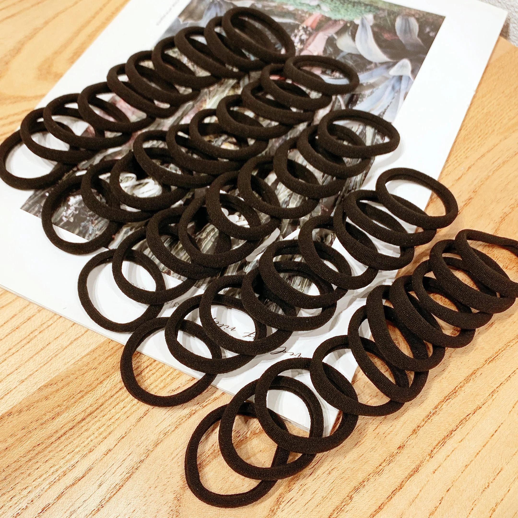 50/100 morceaux d'élastiques à cheveux noir et blanc, bandes à cheveux pour femmes, bandes à cheveux