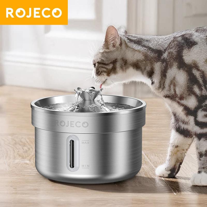 ROJECO fontaine à boire pour animaux de compagnie en acier inoxydable fontaine d'eau automatique pou