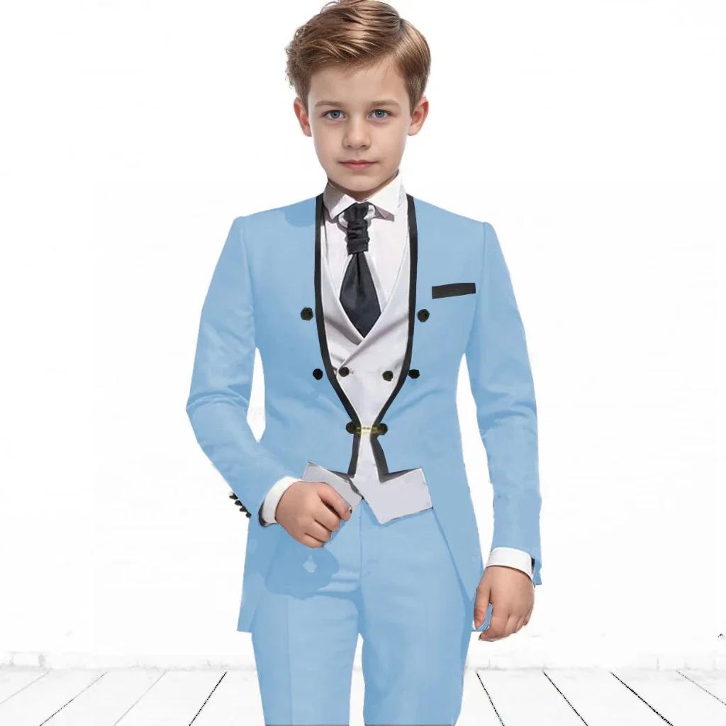 Costume formel pour garçon de 3 à 16 ans, manteau à fleurs avec pantalon, gilet pour spectacle, smok