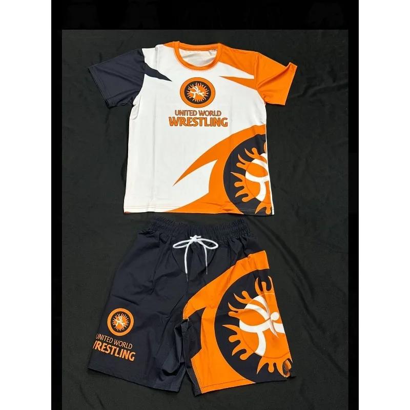 Ensemble de sport de lutte 2026 pour adultes et enfants – T-shirts et shorts de protection respirant