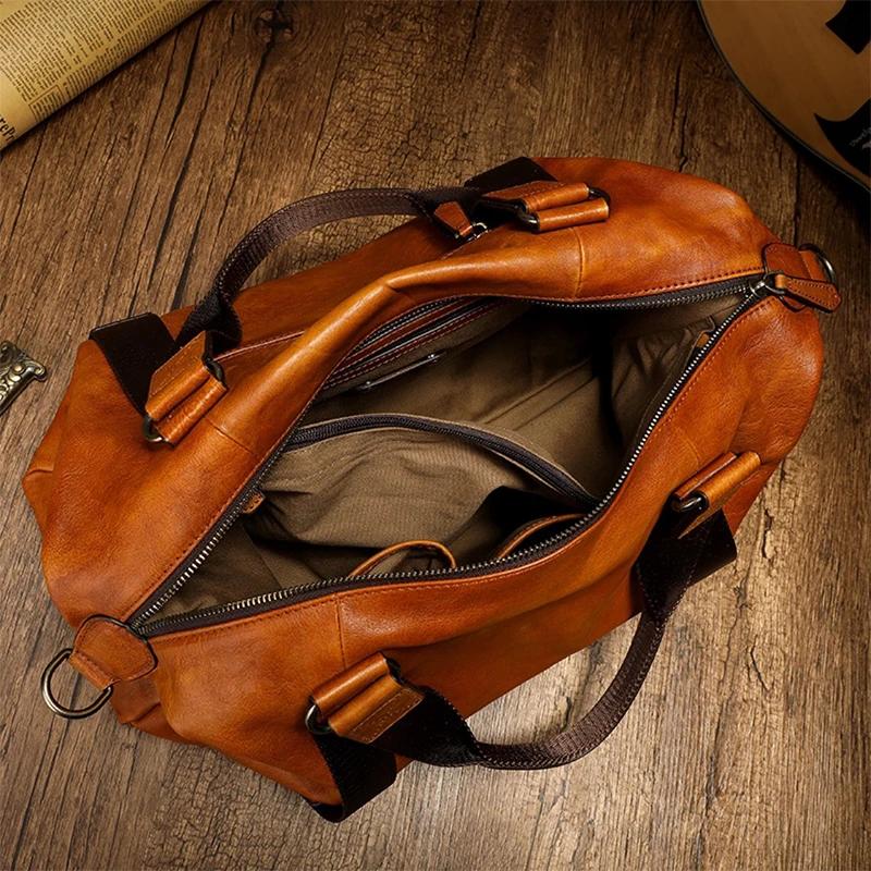 Sac de Voyage en Cuir de Vache group pour Homme, Bagage Vintage, Polochon, Durable, -du-- end, Grand