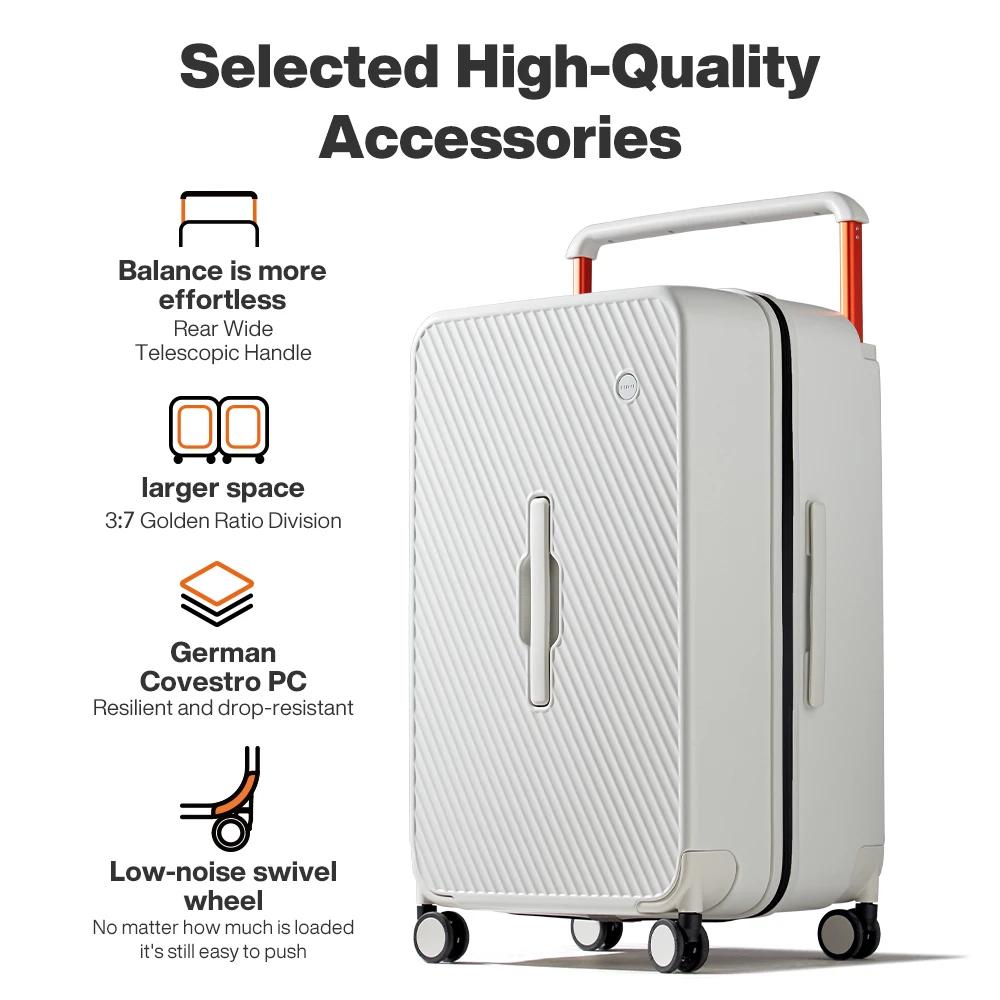 Valise trolley Mixi grande capacité 26 pouces rigide à roulettes avec poignée large pour bagages de