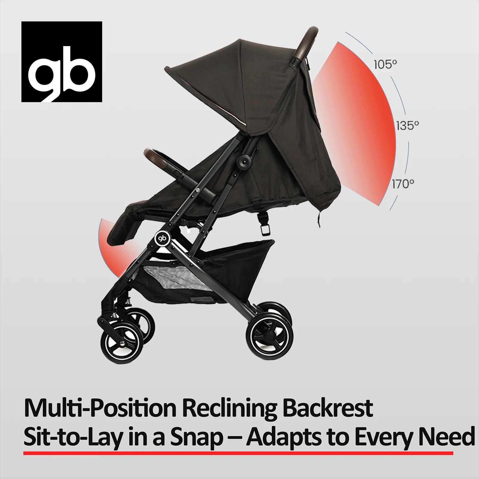Poussette bébé pliable légère gb avec siège inclinable et pliable à une main, amortisseurs tout-Terr