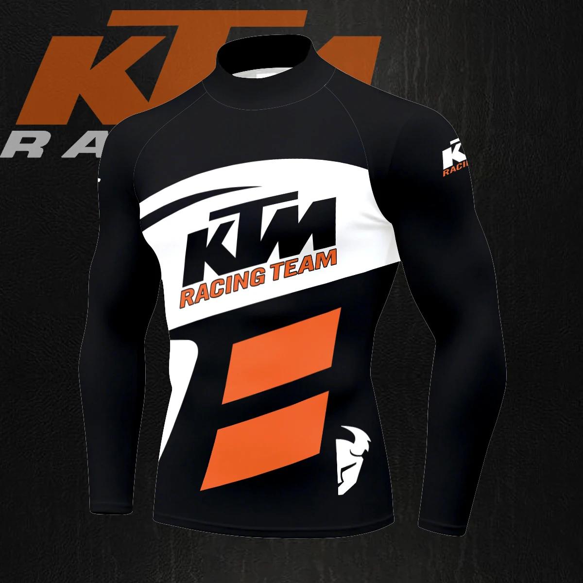 T-shirt à manches longues pour homme KTM, col mi-haut, noir, simple, décontracté, sportif, tendance,