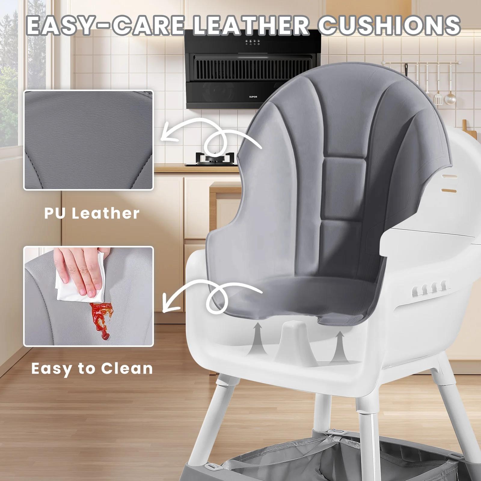 Chaise haute convertible pour bébés et tout-petits, pliable, facile à nettoyer, siège rembourré, rep