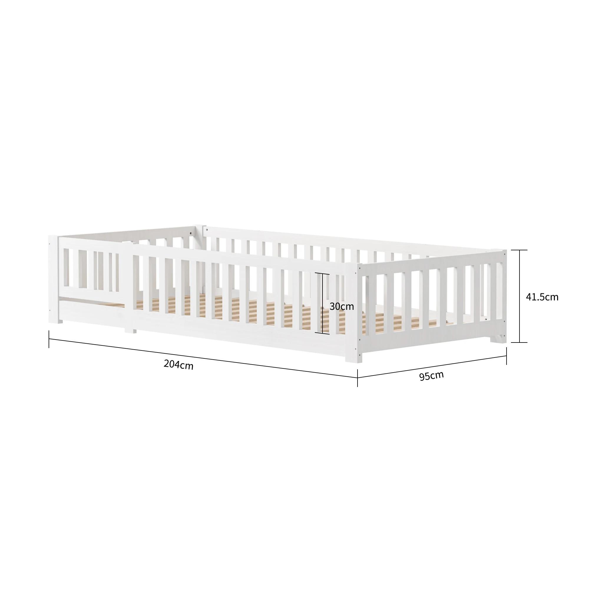 Lit de sol Montessori pour enfants Rosahqnda 90 x 200 cm avec protection contre les chutes, y compri