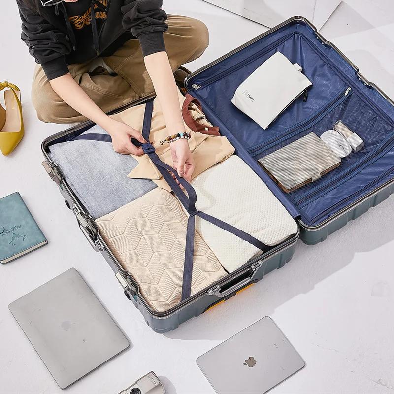 Valise à bagages avec cadre en aluminium de grande capacité, sac de voyage à roulettes, valise à rou