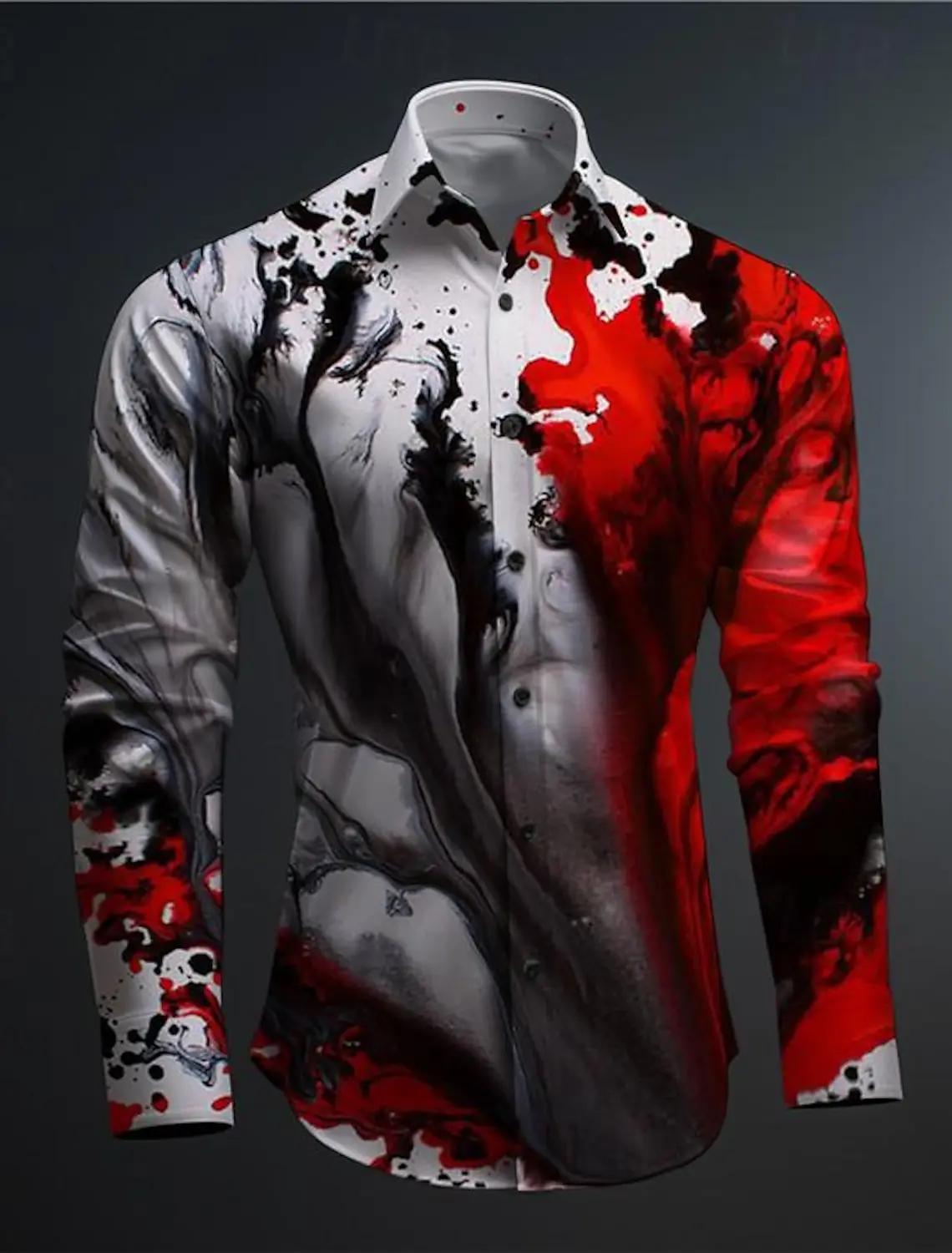 Chemise d'affaires décontractée pour hommes, imprimée en 3D, fête, vacances de rue, automne hiver, c