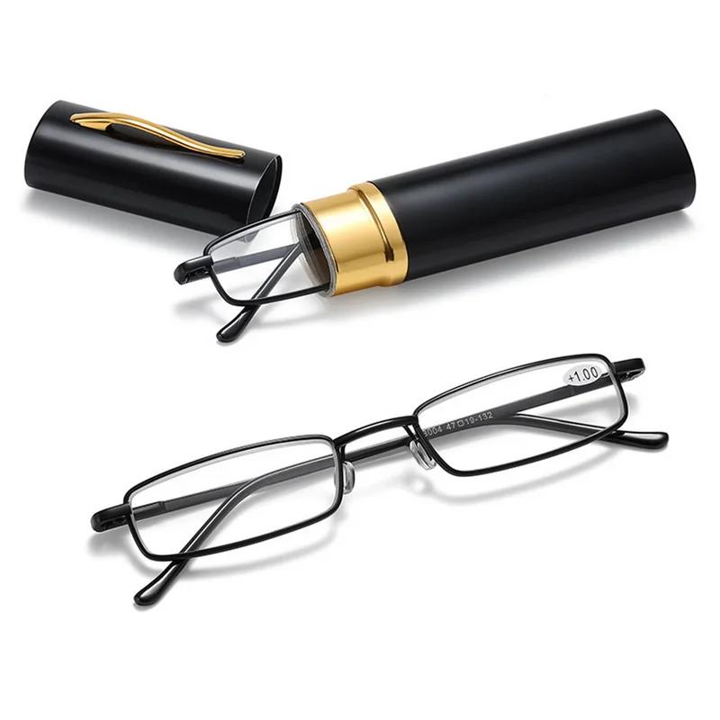 Mini lunettes d'ordinateur pliantes pour hommes et femmes, lunettes de lecture, conteneur portable,