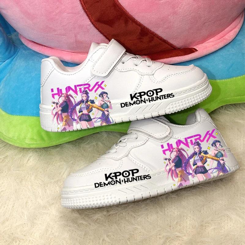 Chaussures décontractées pour enfants, design imprimé KPOP, chaussures de sport blanches pour garçon