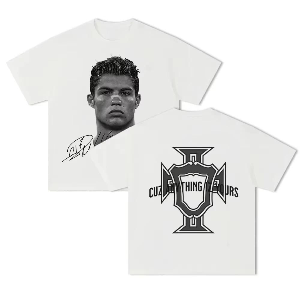 T-shirt homme Cristiano Ronaldo fútbol superestrella Super moda impresa camiseta hombres desgastado