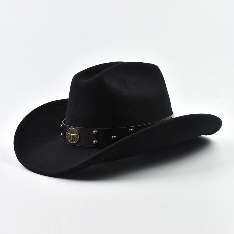 Hommes femmes Vintage grand bord Western Cowboy chapeau Gentleman Cowgirl Jazz chapeau Cloche église