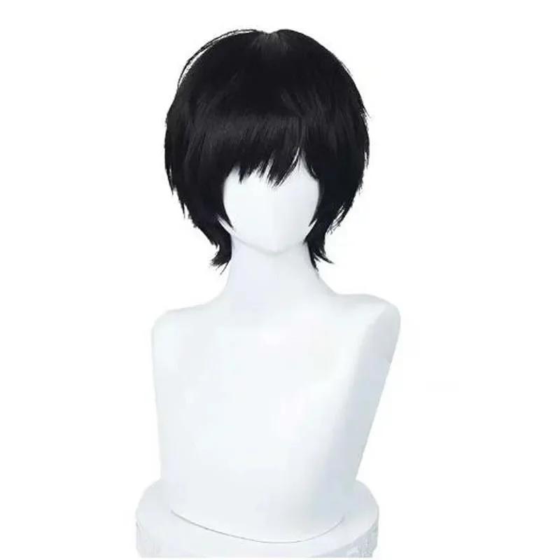Yoshida Hirofumi Anime Chainsaw Cosplay Perruque, Cheveux Synthétiques, Noir, Court, Degré de Chaleu