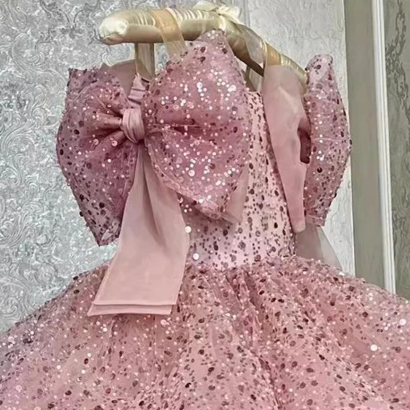 Robe de princesse à paillettes pour enfants, tenue élégante, vêtements d'occasion formels assortis p