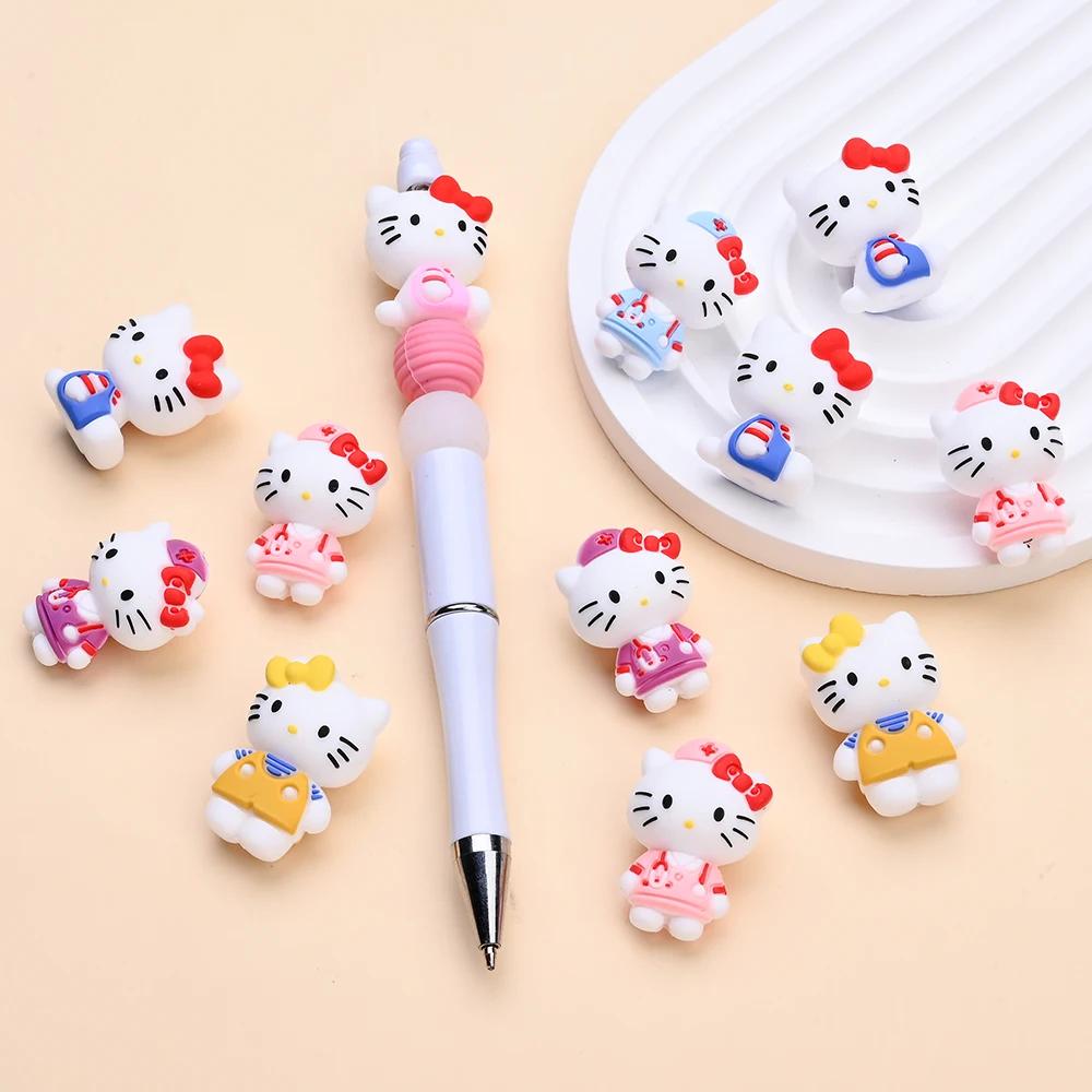 Perles en Silicone sur le thème Sanrio 3D, 7 pièces, perles de mise au point Hello Kitty pour bricol