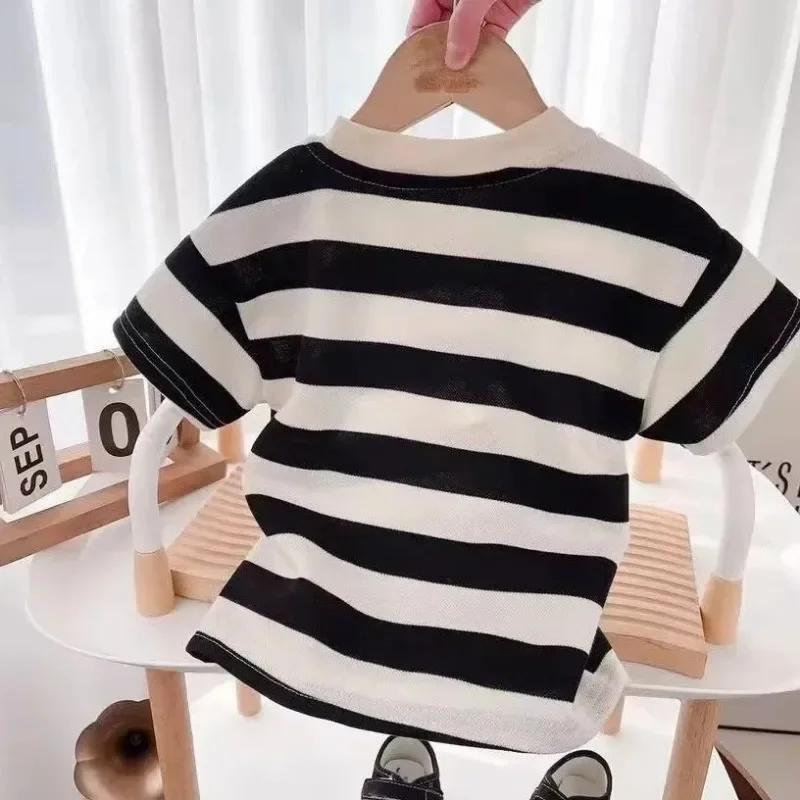 Ensembles d'été pour enfants, T-shirt rayé à manches courtes + Short pour garçons et filles, survête