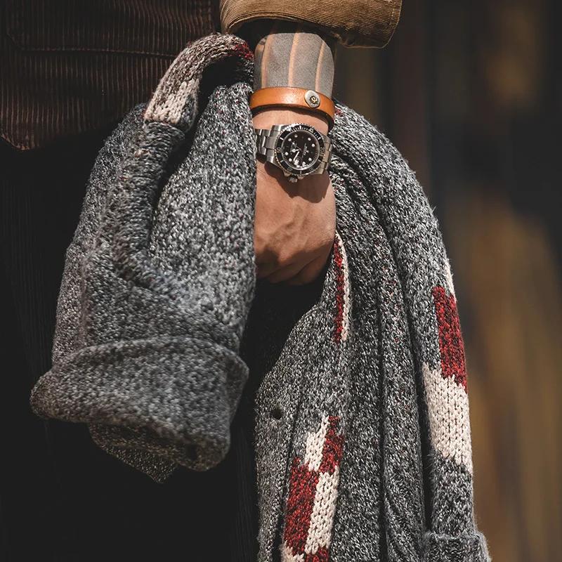 Maden tricoté Vintage Cardigan hommes pull Indiana épais tricot surdimensionné Streetwear géométriqu