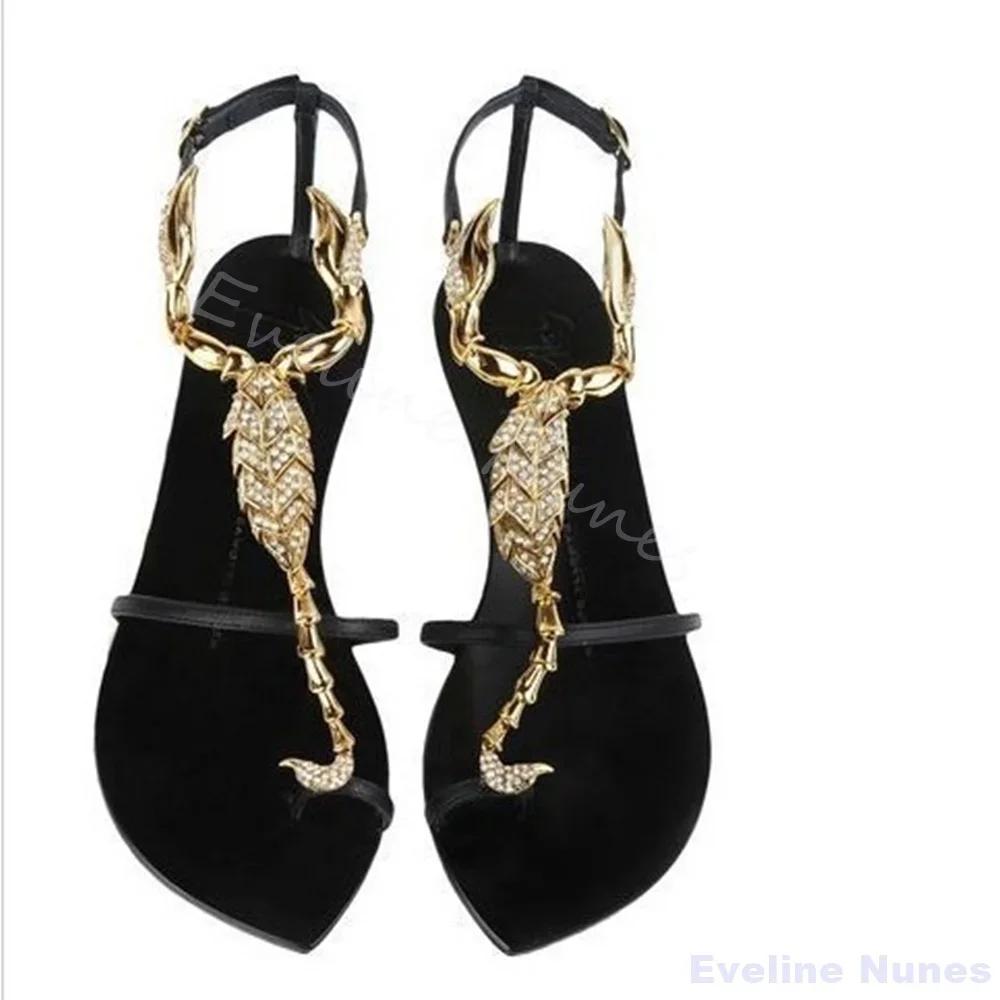 Sandales à talons hauts en métal Scorpion pour femmes, bout rond ouvert, ceinture en un mot, sandale