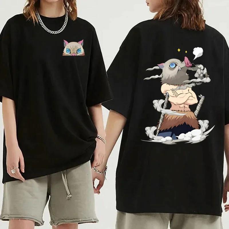Anime démon Slayer Hashibira Inosuke dessin animé imprimé t-shirt été mode coton à manches courtes c