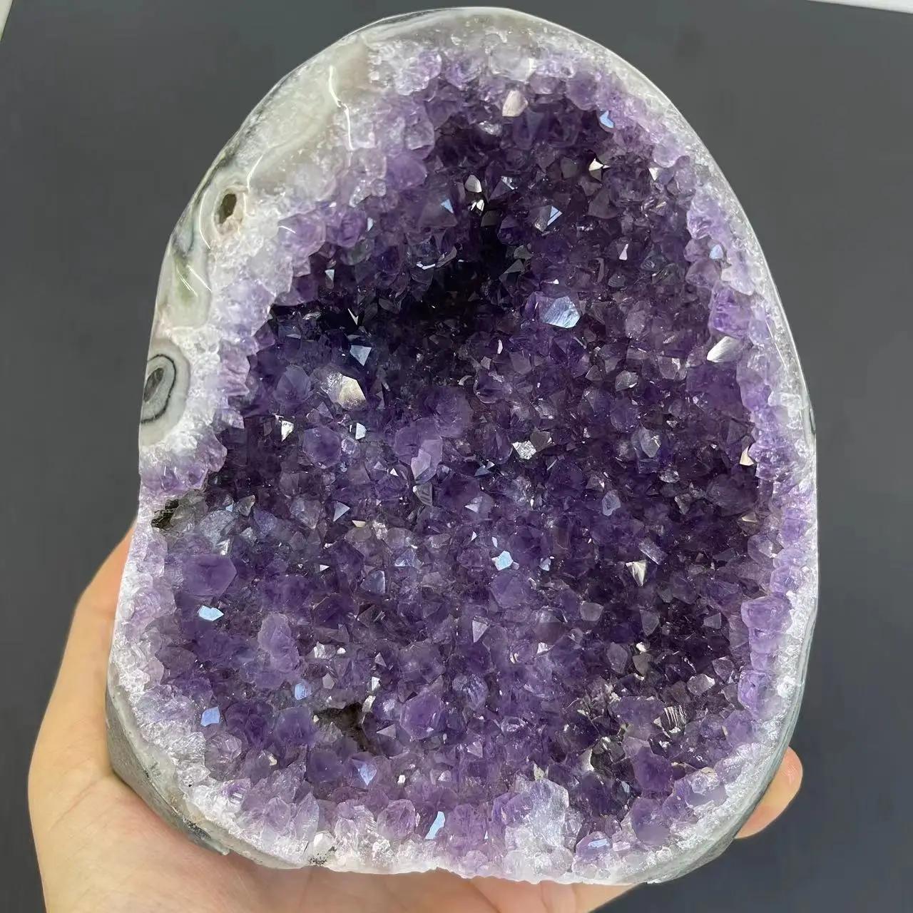 Grappe de cristal naturel améthyste pierre géode Quartz brut minéraux véritable Uruguay décoration d