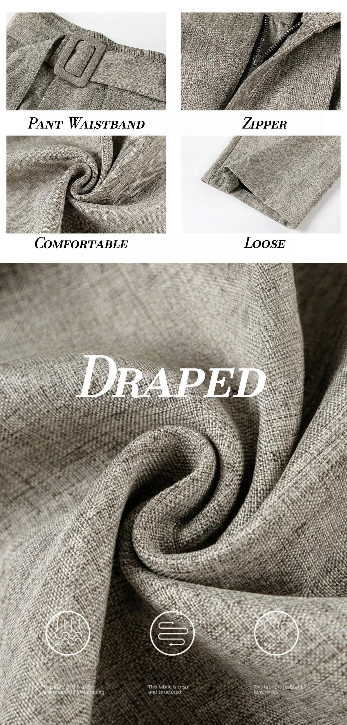 Pantalon plissé drapé à jambes incurvées pour hommes, coupe ample, jambe droite, Style rétro, pantal