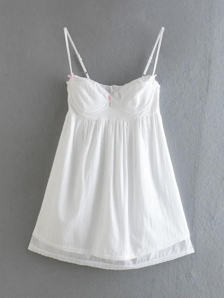 Mini Robe Sexy en dentelle brodée épissée blanche, soutien-gorge, style Corset, dos nu, patineuse de