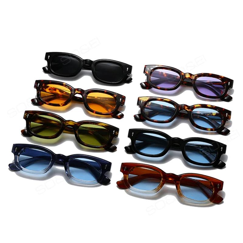 SO & EI rétro petit carré couleur bonbon lunettes de soleil femmes mode tendance Rivets hommes léopa