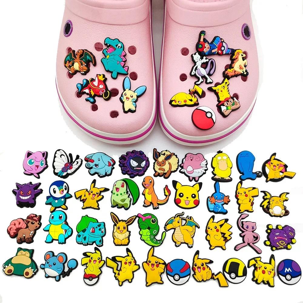 Breloques de chaussures Pokemon Pikachu pour sabots, sandales, décoration en PVC, accessoires de cha