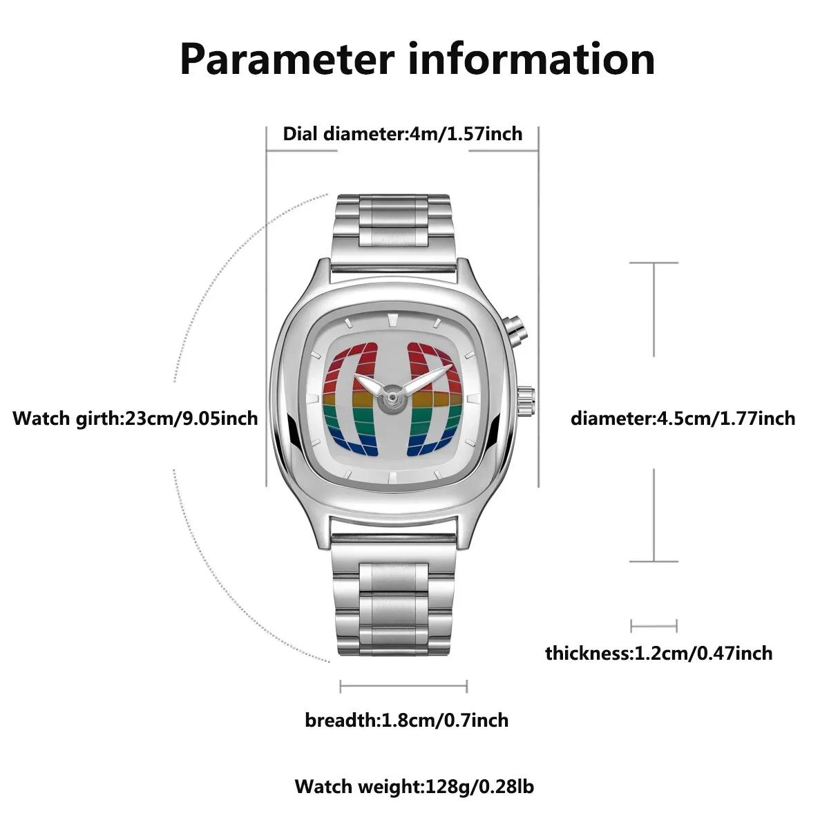 Montre à Quartz rouge couleur carré Y2K pointeur numéro double affichage en acier personnaliser mont