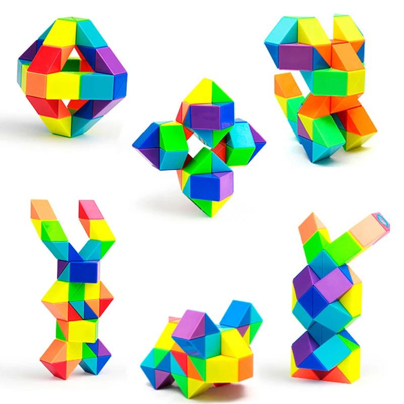 Cube magique coloré, règle magique serpent, Puzzle multicolore, Fidget, décompression, Cubes Transfo