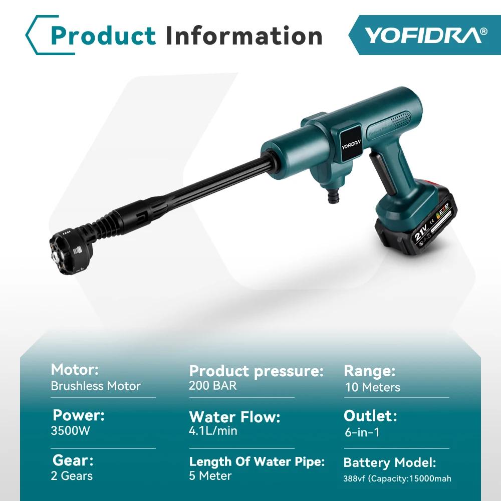Nettoyeur haute pression sans fil YOFIDRA 200 bars, pistolet à eau électrique avec seau, pistolet de