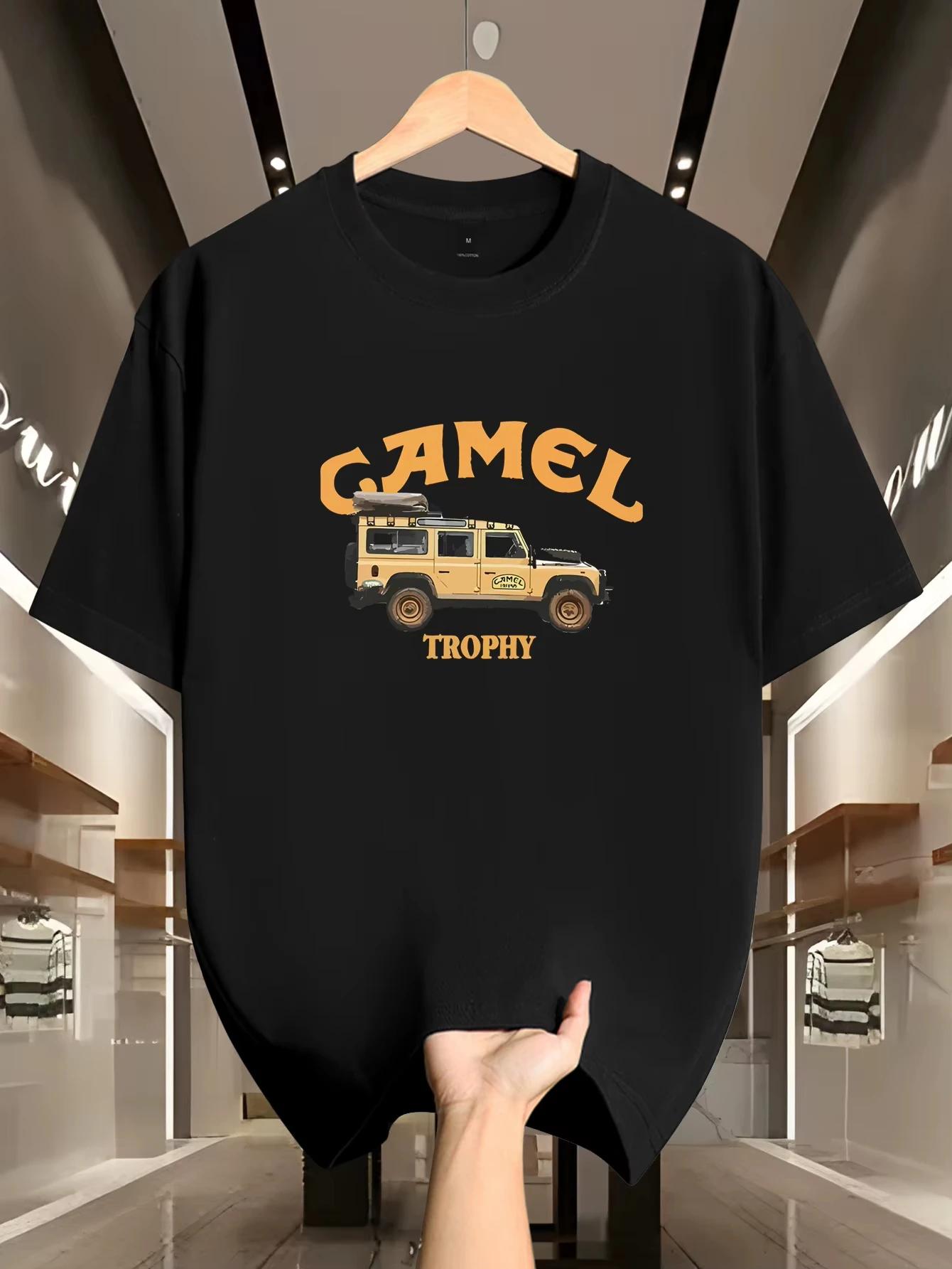 T-shirt à manches courtes pour hommes, 100% coton pur, décontracté, à la mode, ample, à motif rétro