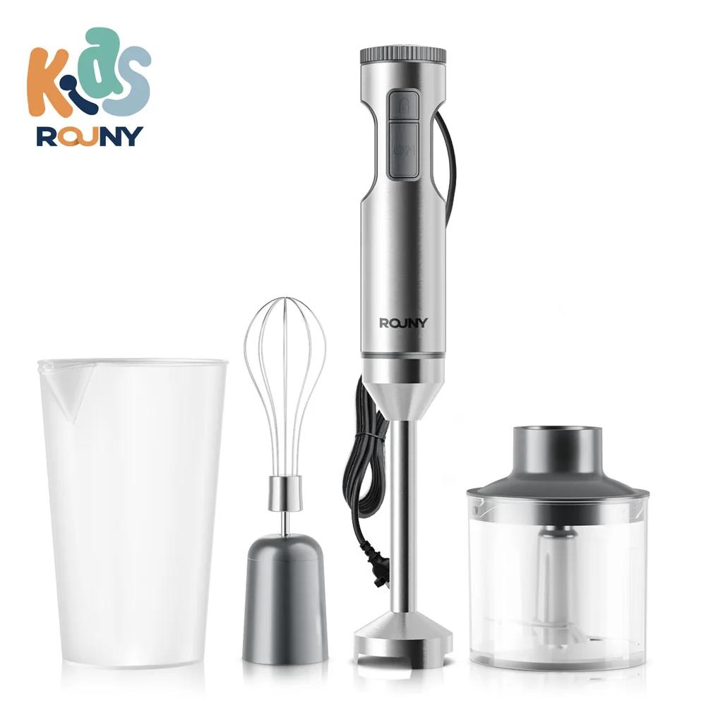 Mélangeur immersion puissant 1200W bébé - Bâton acier inoxydable 4-en-1 avec bécher et fouet