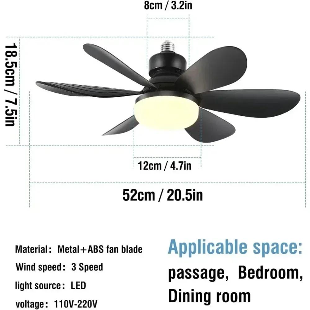 E27 Base LED ventilateur de plafond lumière avec télécommande 85 V-265 V tension 3 couleurs lumières