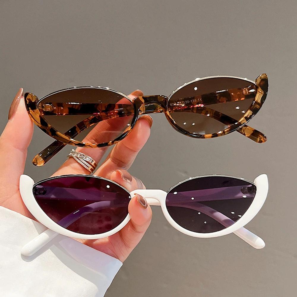 Lunettes de soleil œil de chat rétro pour hommes et femmes, petite demi-monture, lunettes vintage, l
