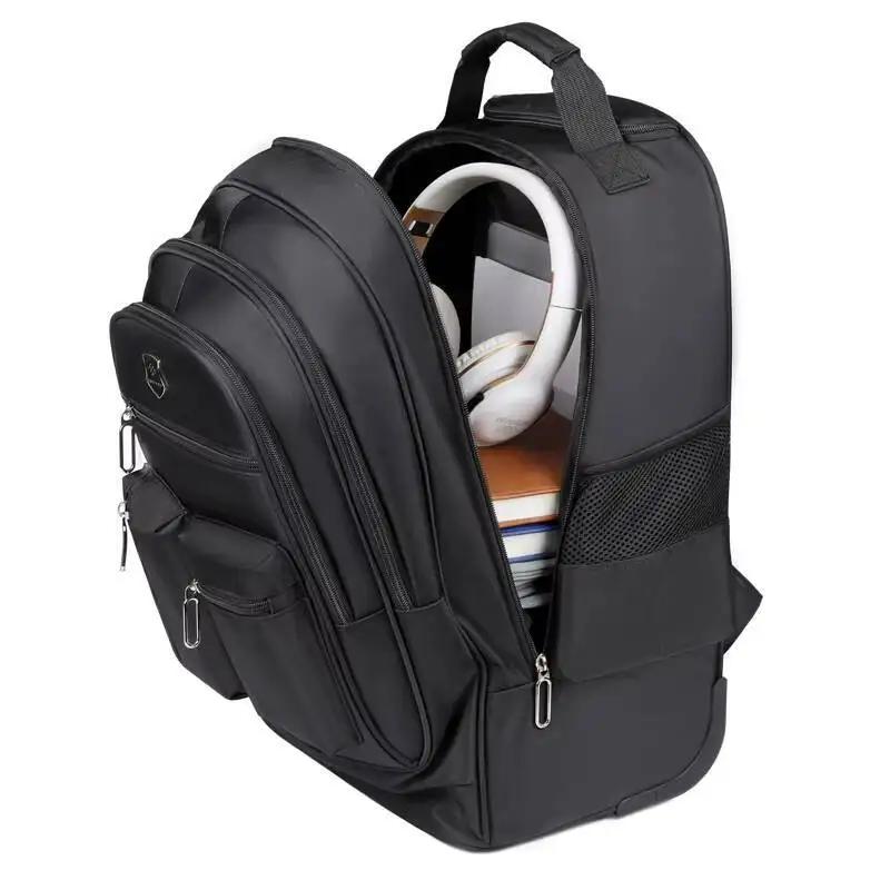 Sac à dos de voyage de grande capacité avec roulettes pour hommes, nervures cachées, bagage à main é