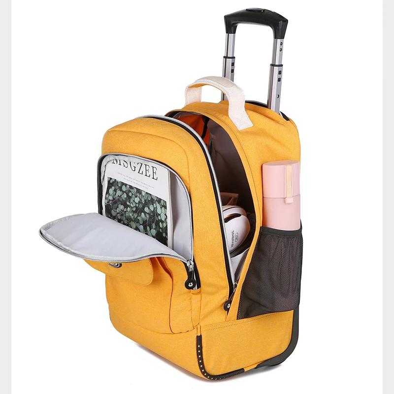 Sac à dos roulant pour ordinateur portable, avec roulettes, résistant à l'eau, approuvé au vol, sac