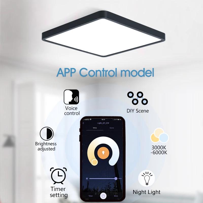 MARPOU Tuya plafonnier LED intelligent Grain de bois App commande vocale Alexa/Google télécommande p