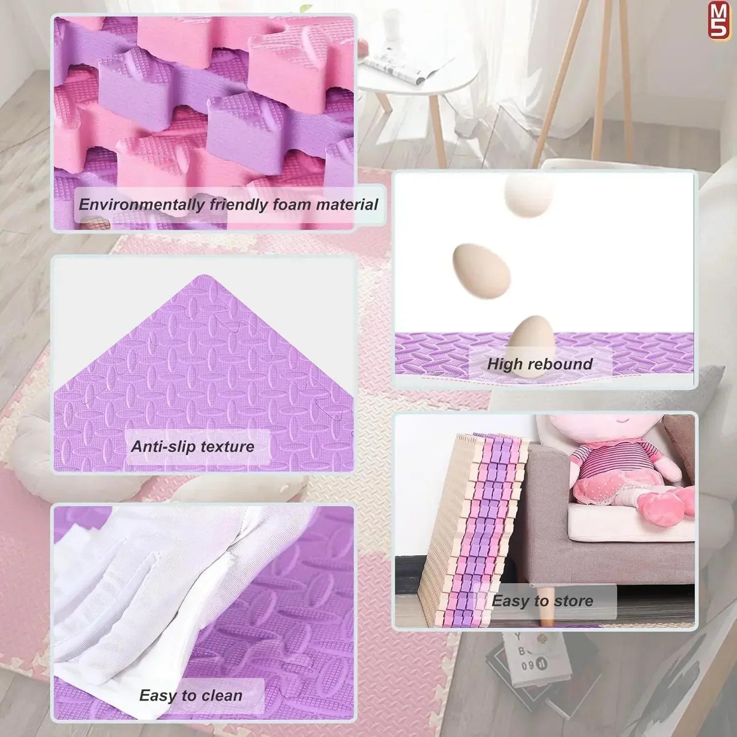 Tapis de jeu antidérapant pour bébé rampant, 8 pièces/2.5cm d'épaisseur, tapis de gymnastique insono