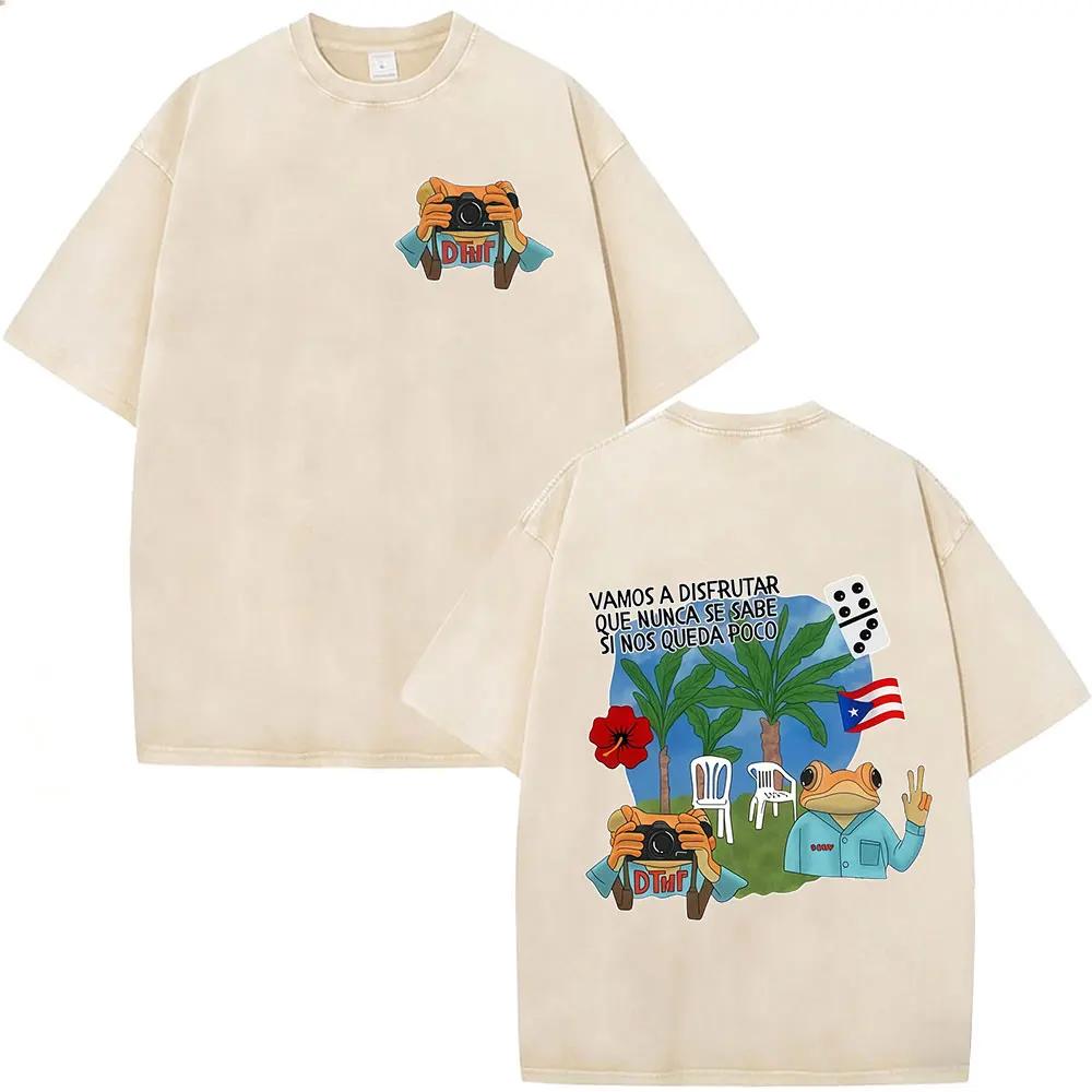 T-shirt Rapper Bad Bunny Vintage Lavé Debi Tirar Mas Fotos DTMF World Tour Album T-shirts Hommes Fem