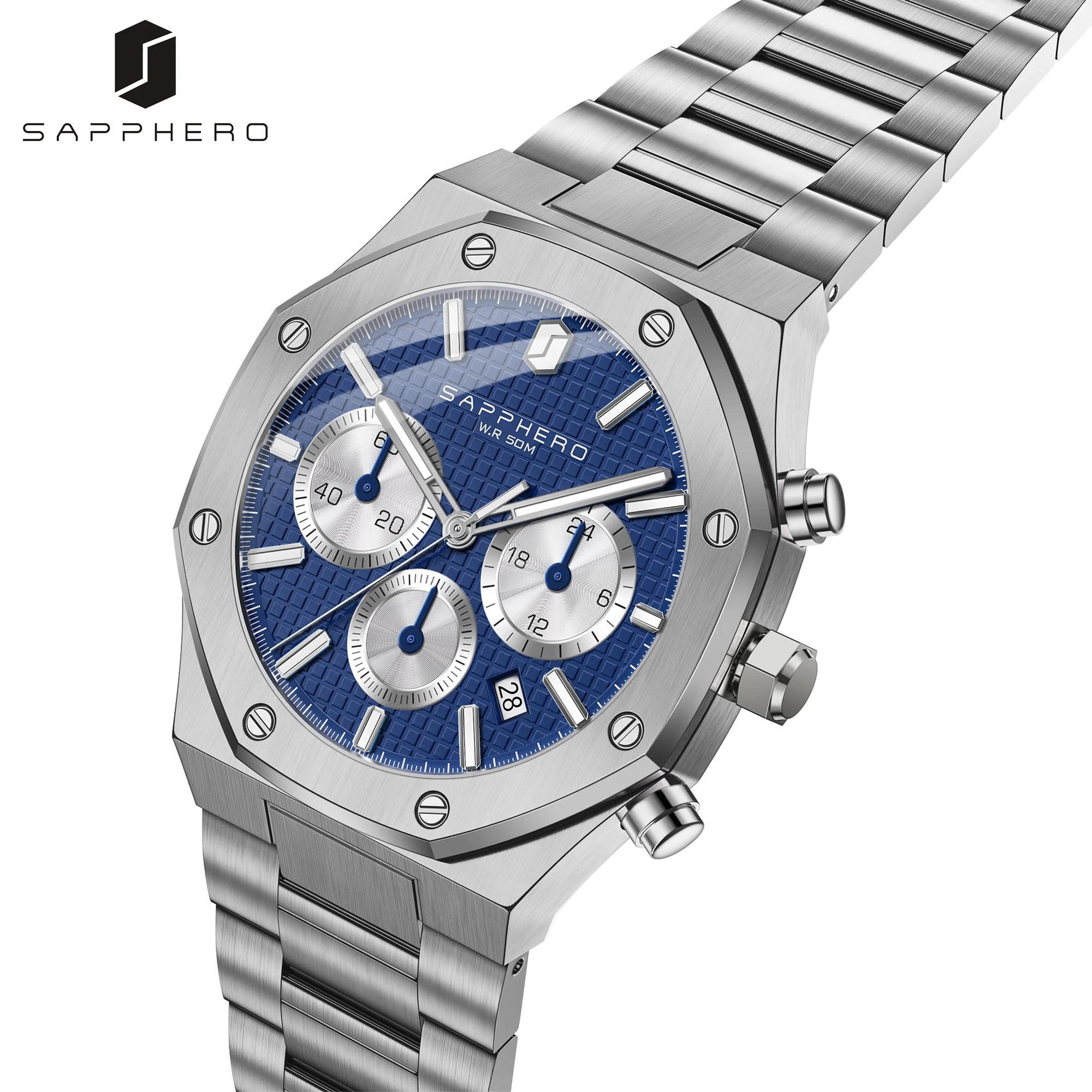 SAPPHERO montre pour hommes montre étanche fonction chronographe Date aiguilles lumineuses montre en