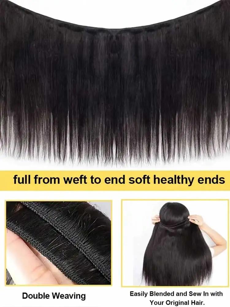 Lots de 1/3/4 mèches de cheveux brésiliens lisses 12A, cheveux humains vierges non traités, couleur
