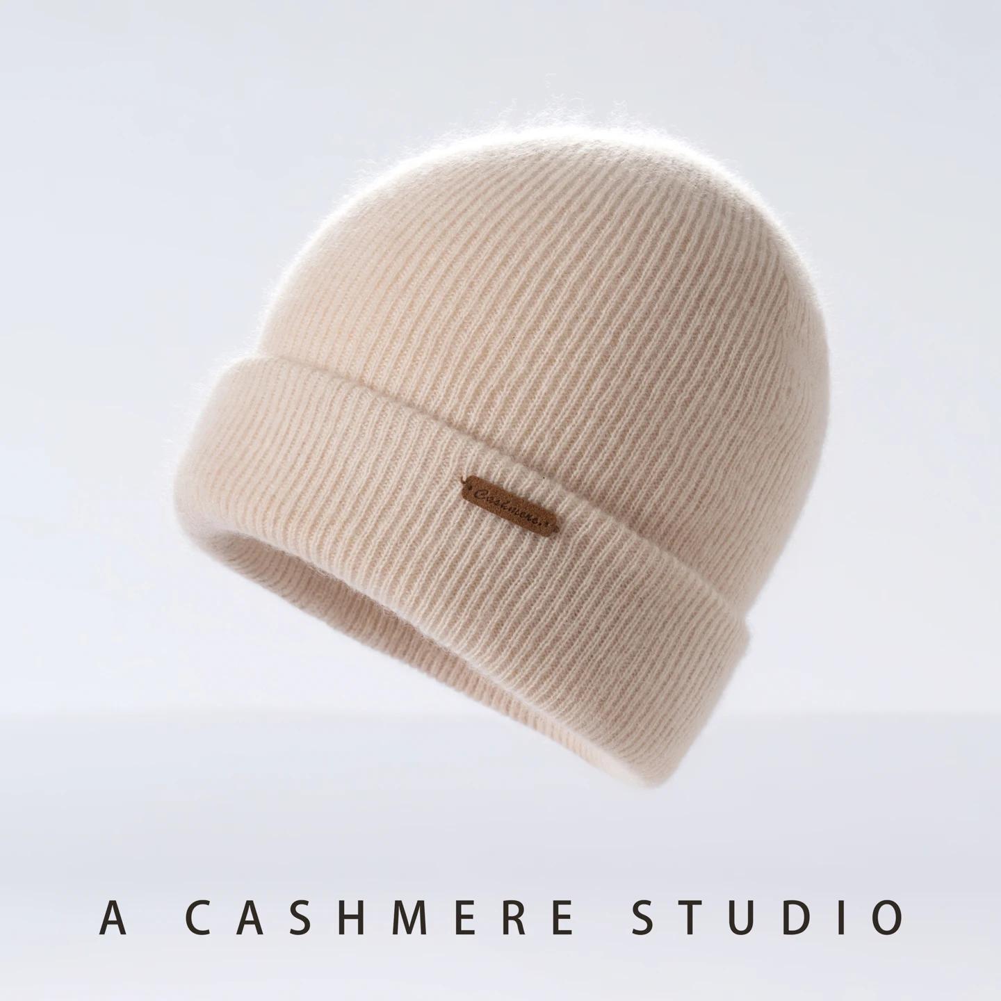 Bonnet tricoté en cachemire 100% de haute qualité pour hommes/femmes, couleur unie, chaud et décontr