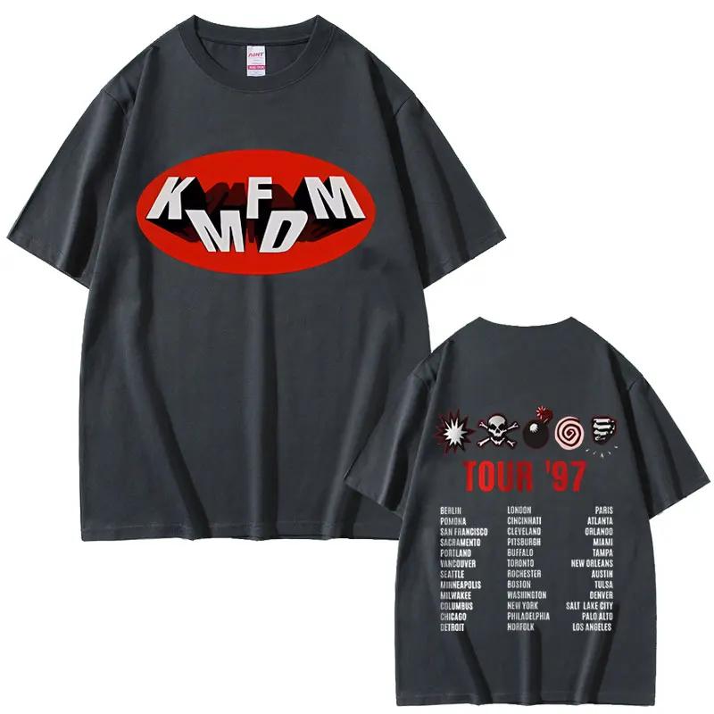 Rock Band Kmfdm Tour 97 T-shirt imprimé graphique été hommes femmes Vintage gothique Punk Streetwear
