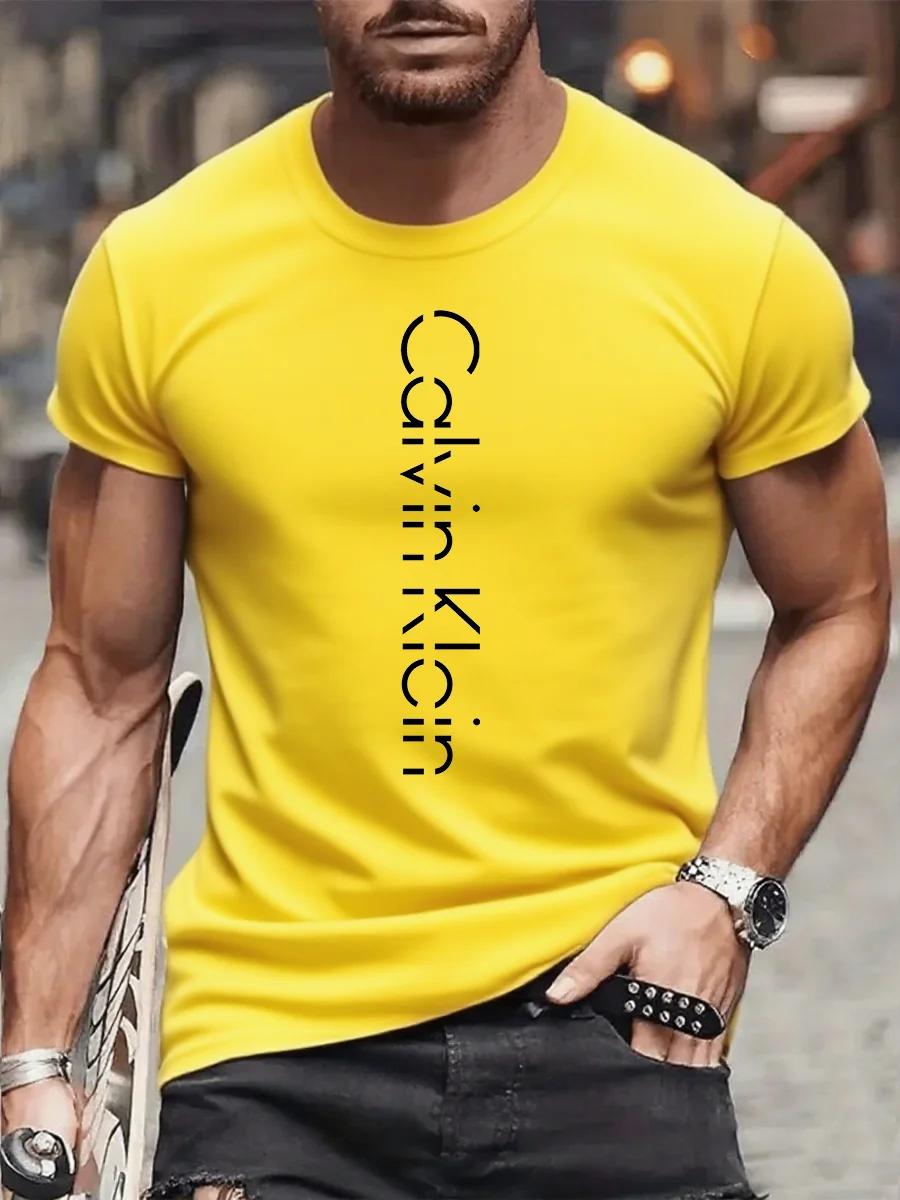 T-shirt à manches courtes et col rond pour hommes, marque luxueuse, à la mode, avec lettres de dessi