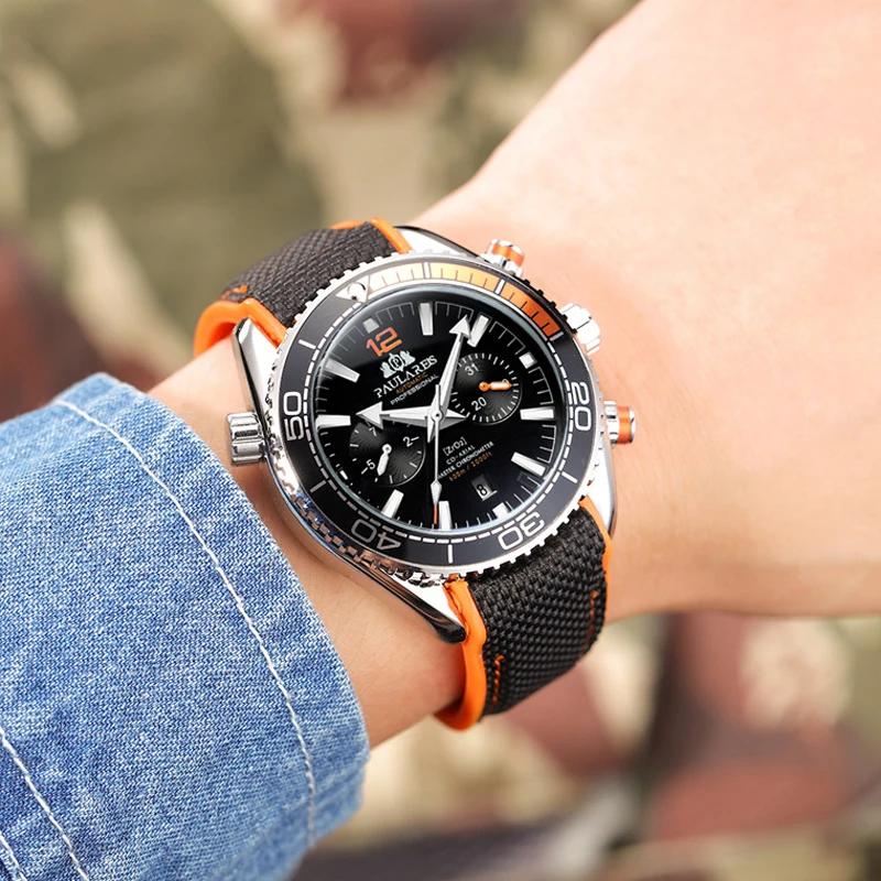 PAULAREIS P luxe hommes automatique auto vent montre mécanique pour hommes bracelet en caoutchouc ét
