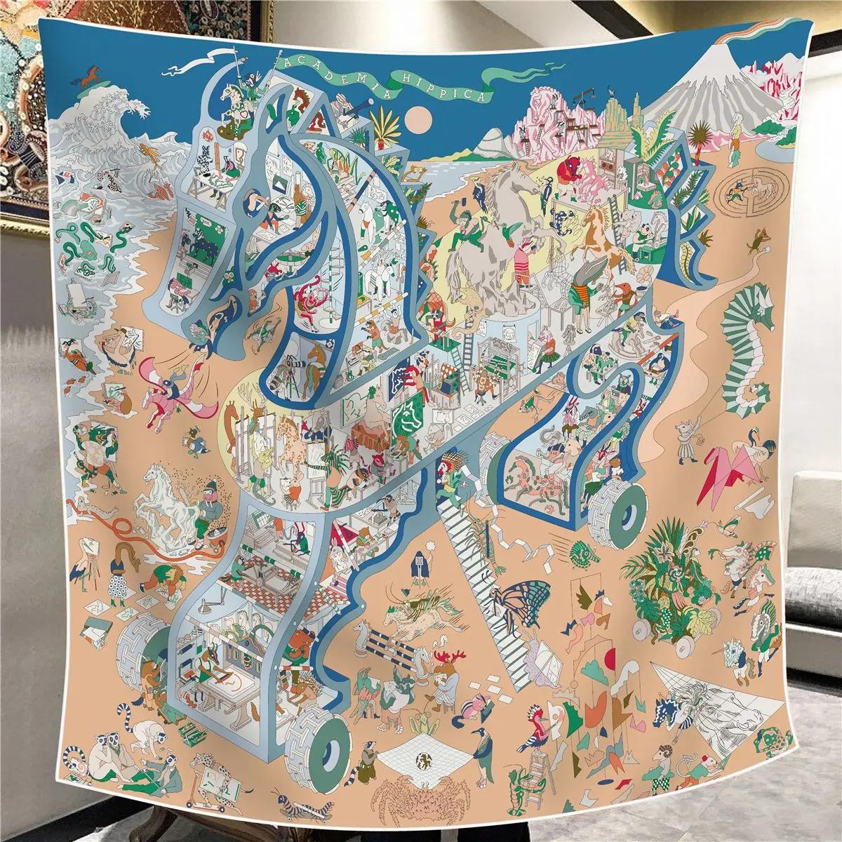 Écharpe en fausse soie et laine pour femmes, 110x110m, Chic, élégant, carré, luxe, cadeau de noël, d