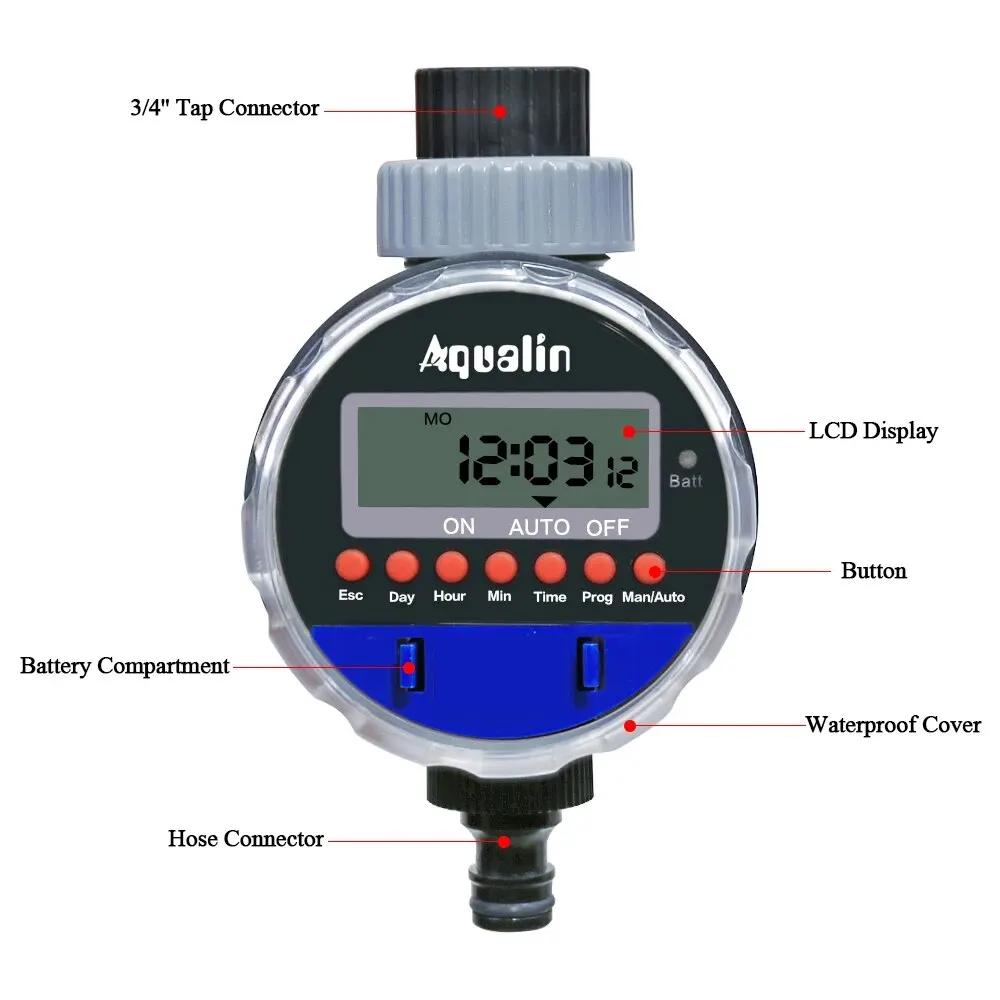 Minuterie d'arrosage électronique avec écran LCD, vanne à bille pour jardin domestique, contrôleur d